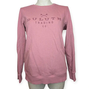 Duluth Trading Company Logo Sweatshirt Women's Size Small  Pink Crewneck Pockets